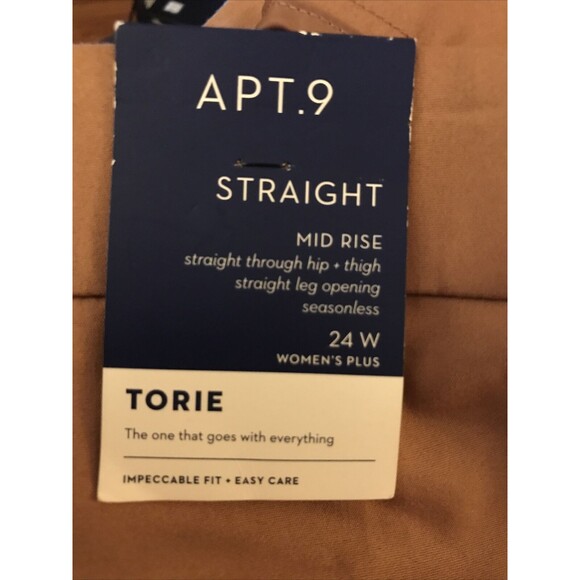 Women's NWT Apt. 9 Torie Straight Mid-Rise Dress Pants Tala Brown Plus Size 24W - Picture 7 of 9